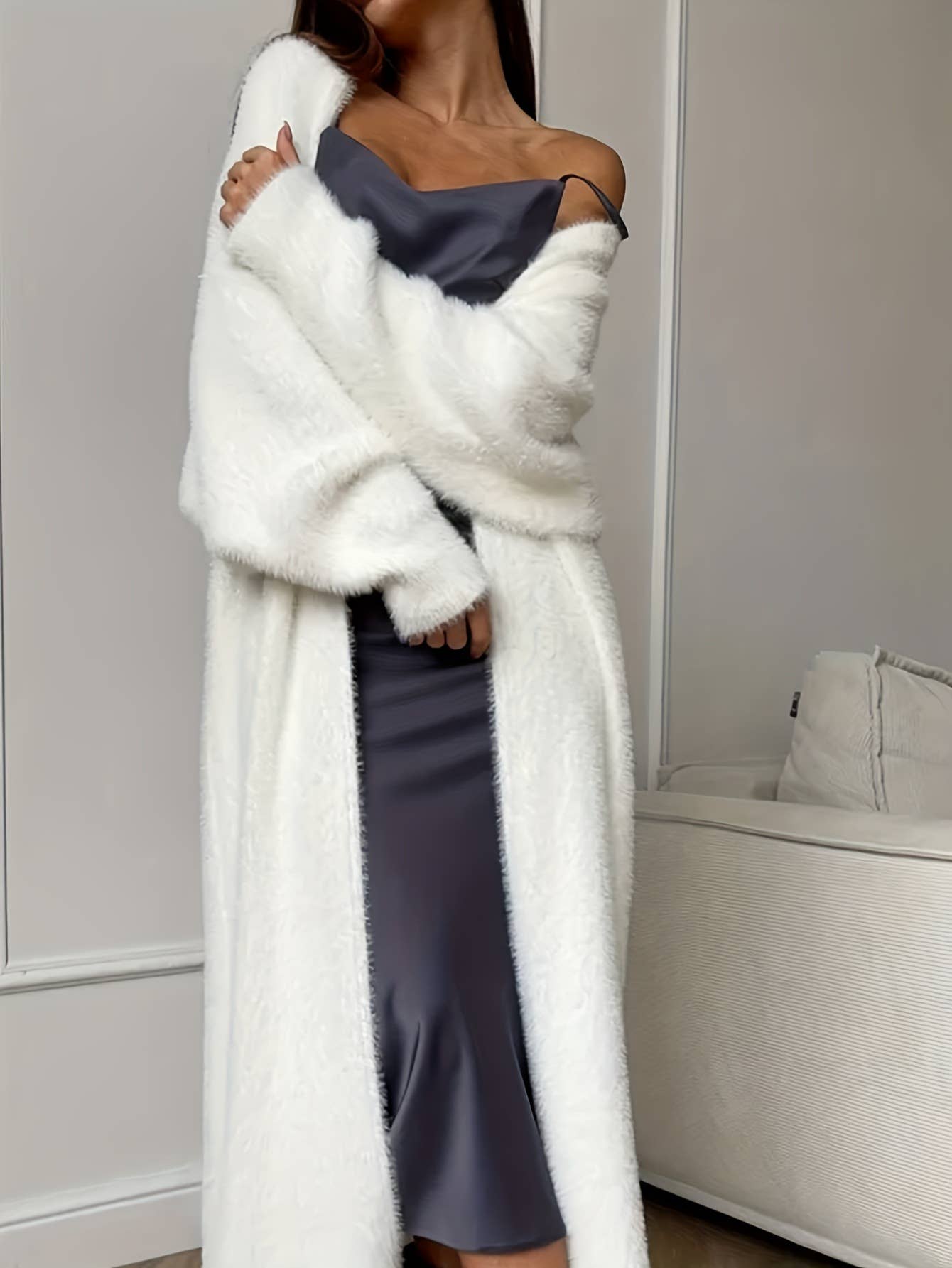 Long Faux Mink Cardigan