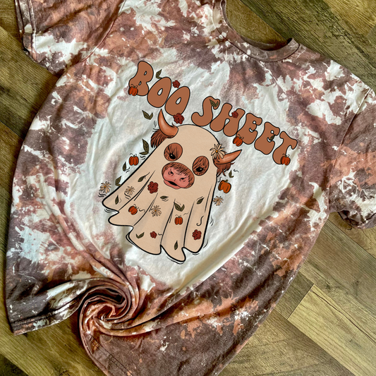 Boo sheet Halloween spooky cow tshirt