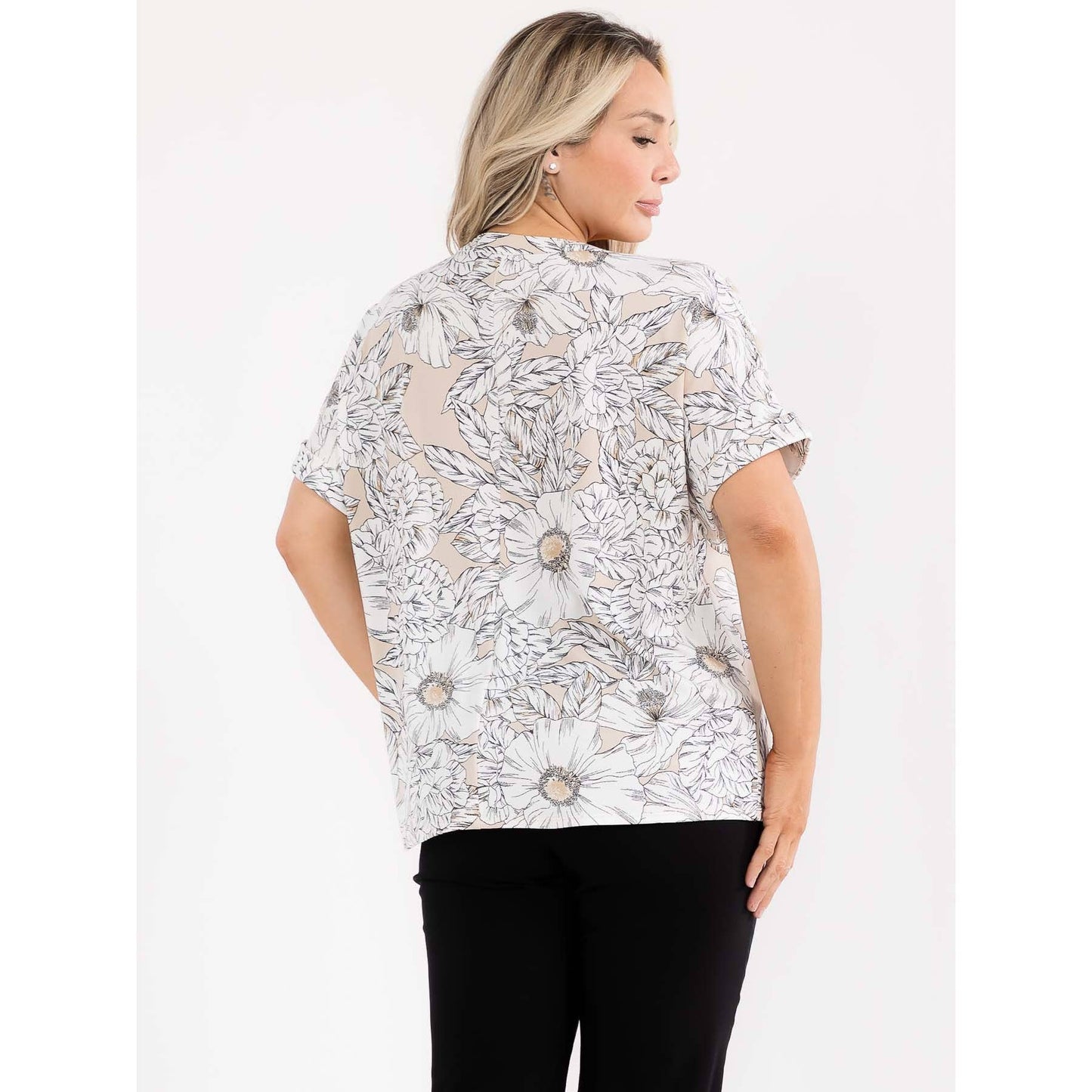 PLUS MOSS CREPE BUTTON SHOULDER DOLMAN