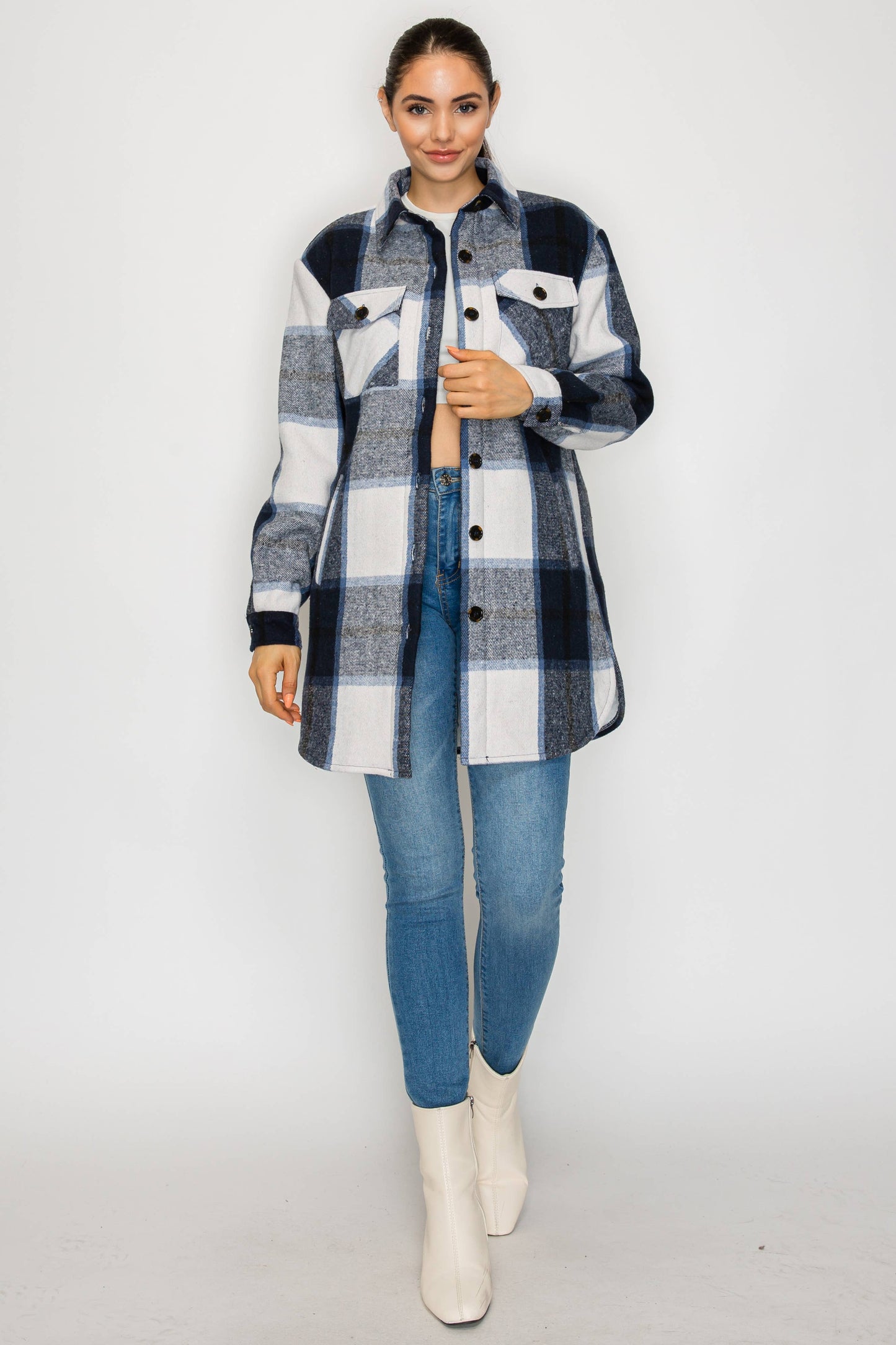 USA Plaid Sherpra Shacket