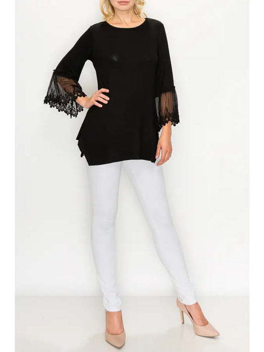 Origami 3/4 Bell Lace Sleeve Tee