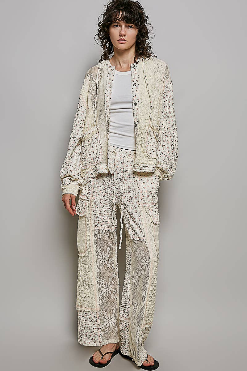POL Balloon Sleeves Lace Floral Hoodie SALE