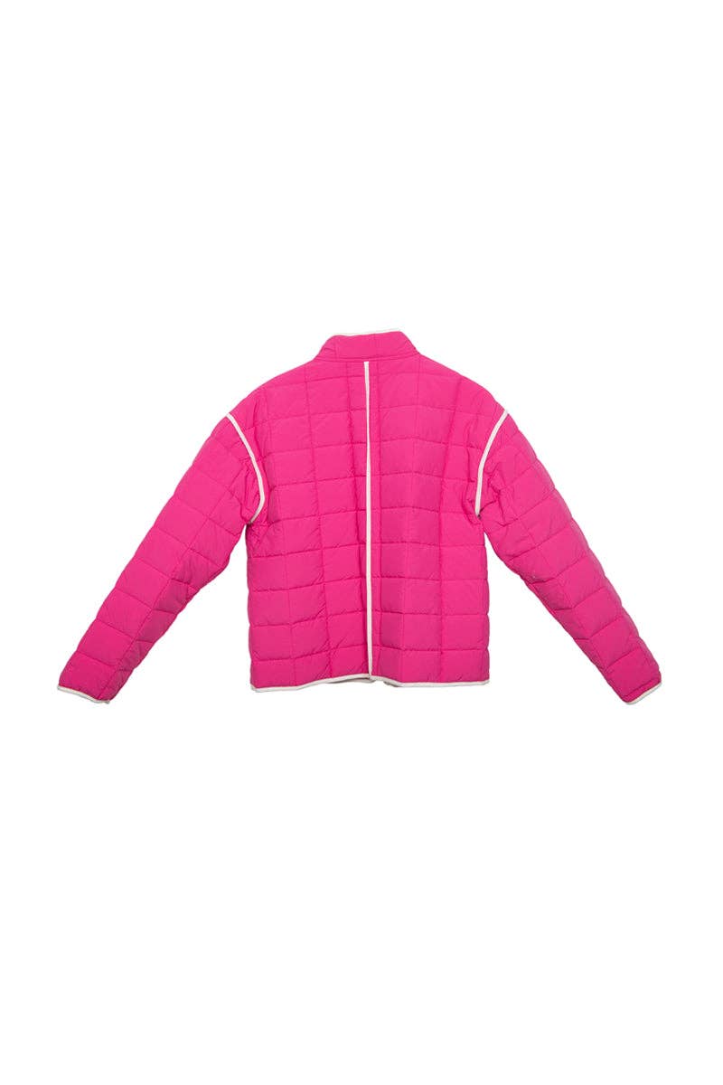 Hot Pink Wholesale Quilted Trim Jacket
