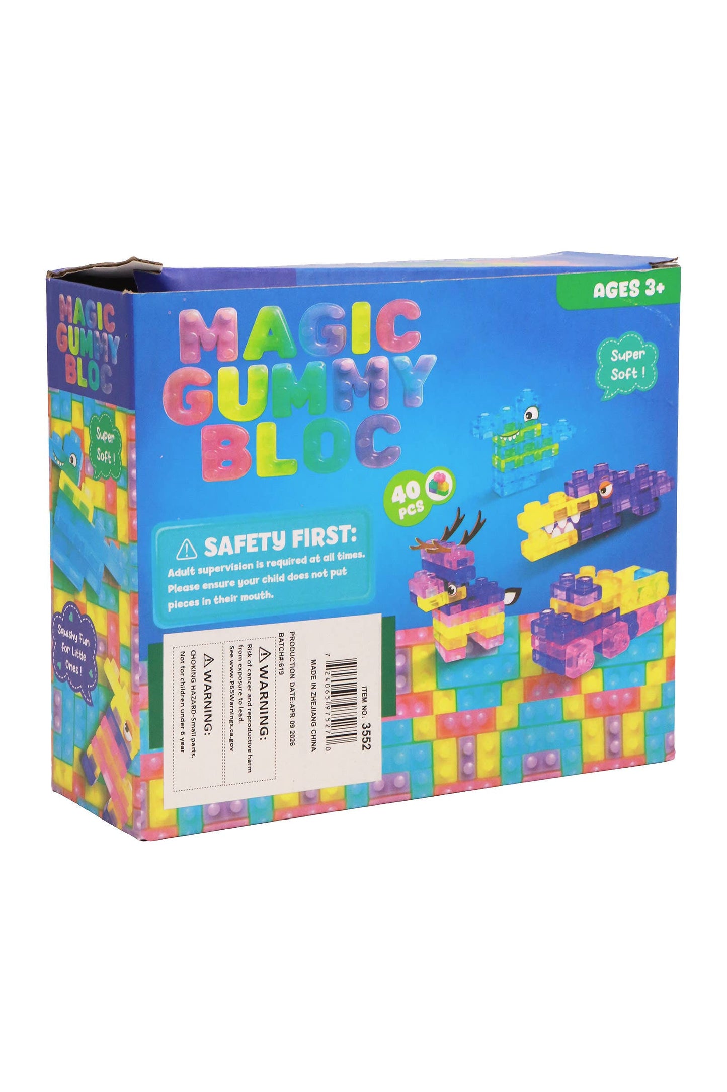 40-Count Colorful Gummy Squishy Sensory Building Block