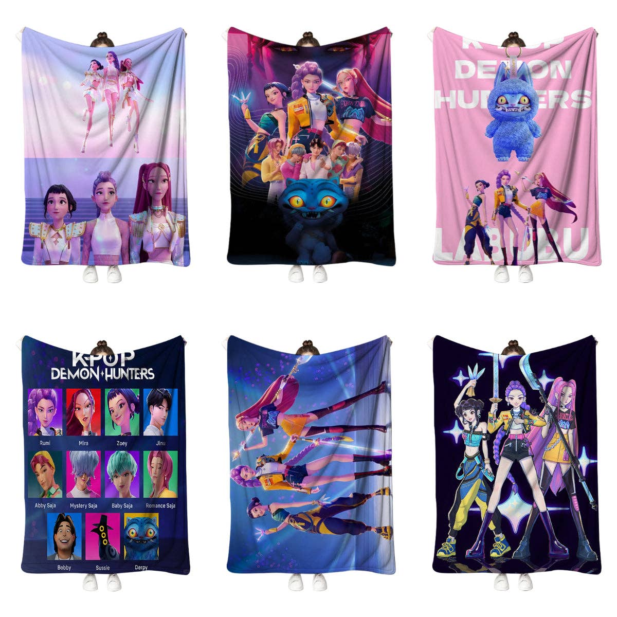 Kpop Demon Hunters Plush Throw Blanket, Flannel Nap Blanket for Sofa or Bed