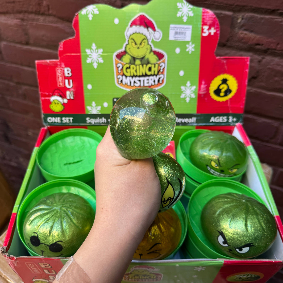 WRAPPED Light Up Gel Grinch Dumpling Squishy