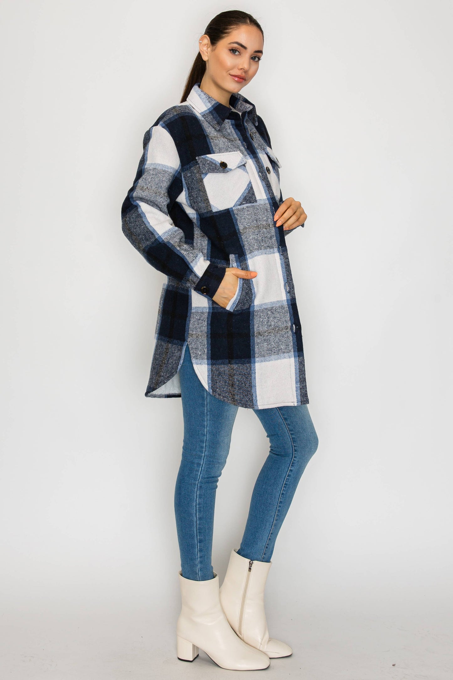 USA Plaid Sherpra Shacket