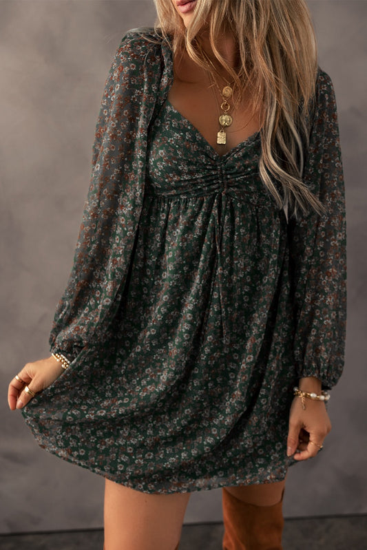 Floral Shirred Mini Dress