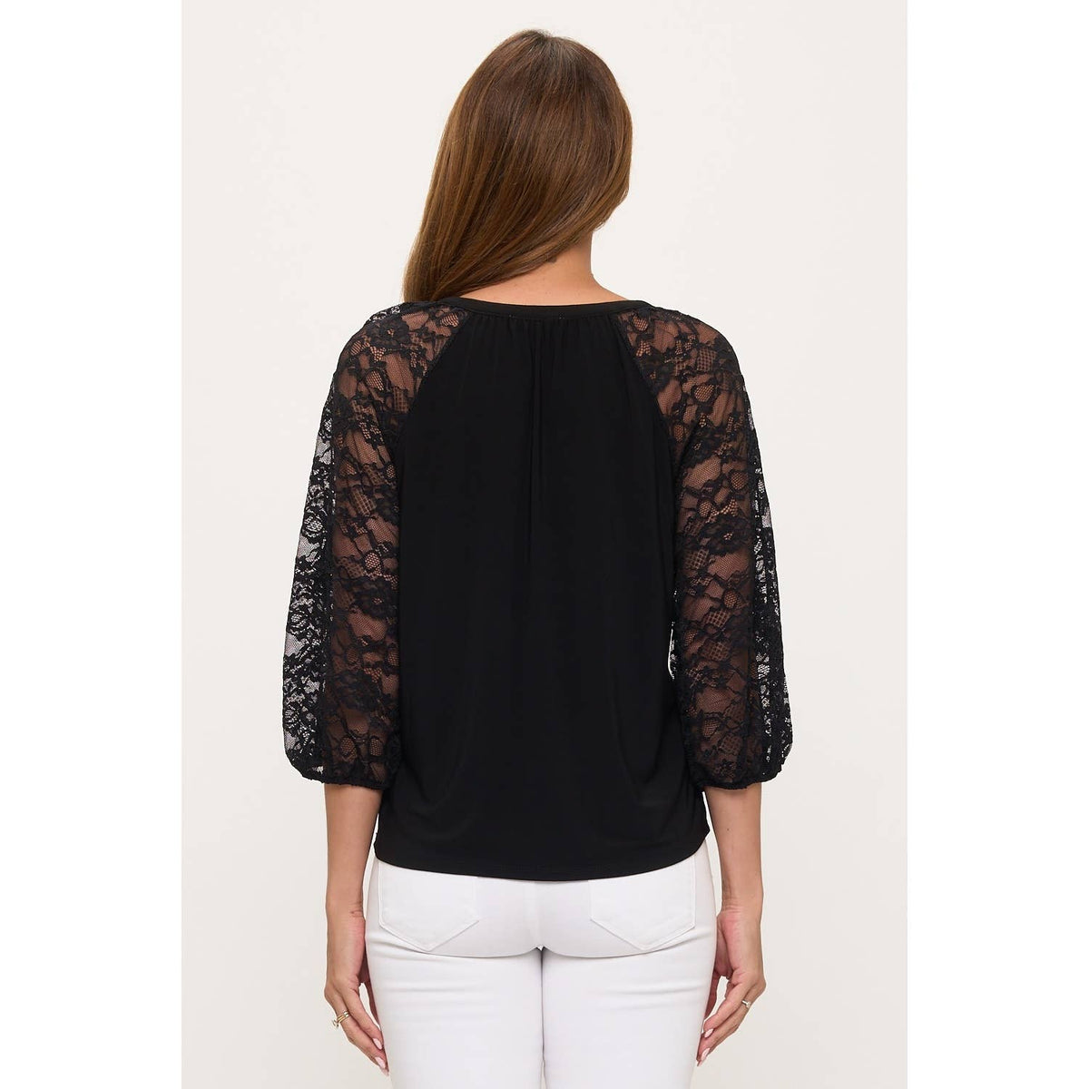 RUFFLE ILLUSION LACE BLOUSE