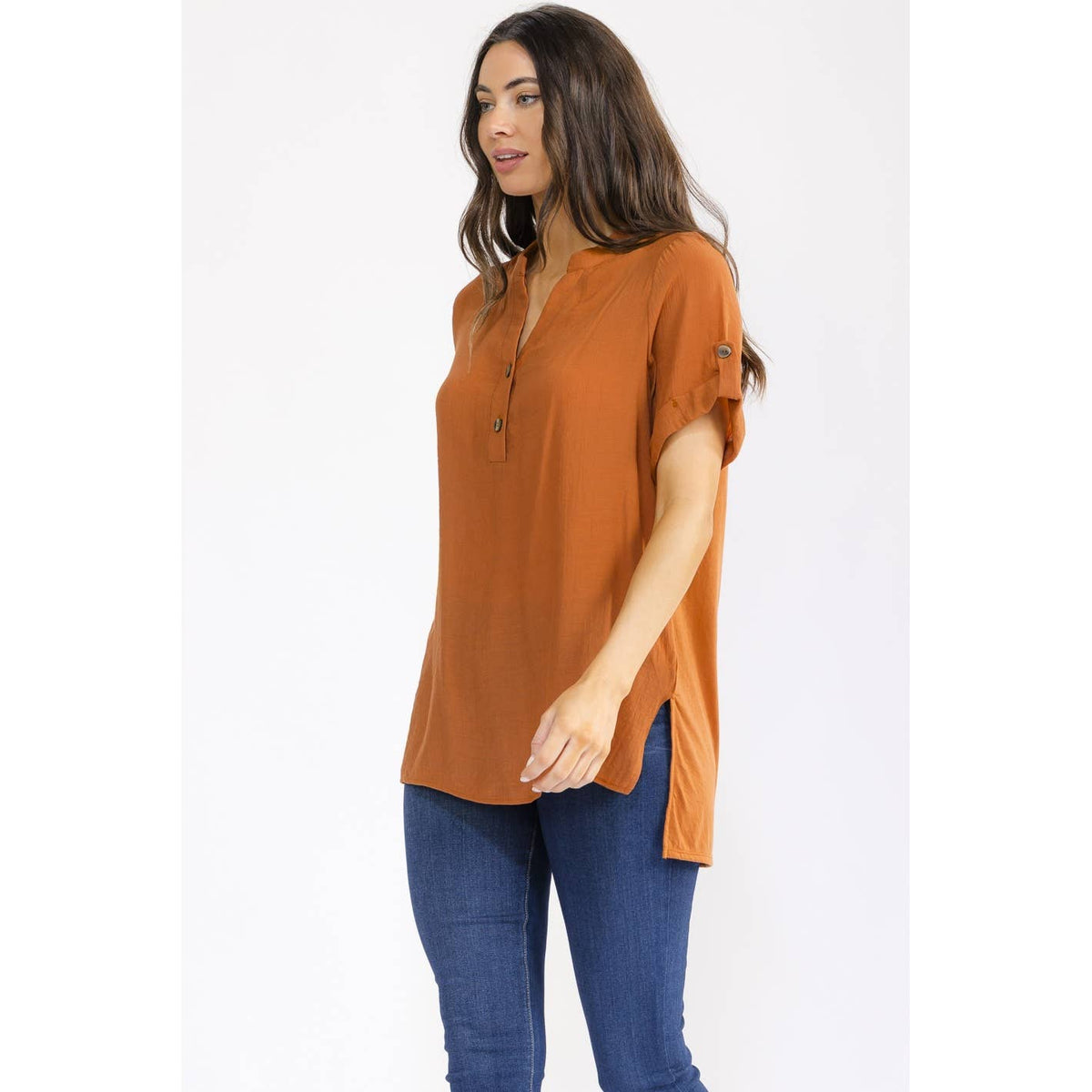 BUTTON FRONT TUNIC SHIRT