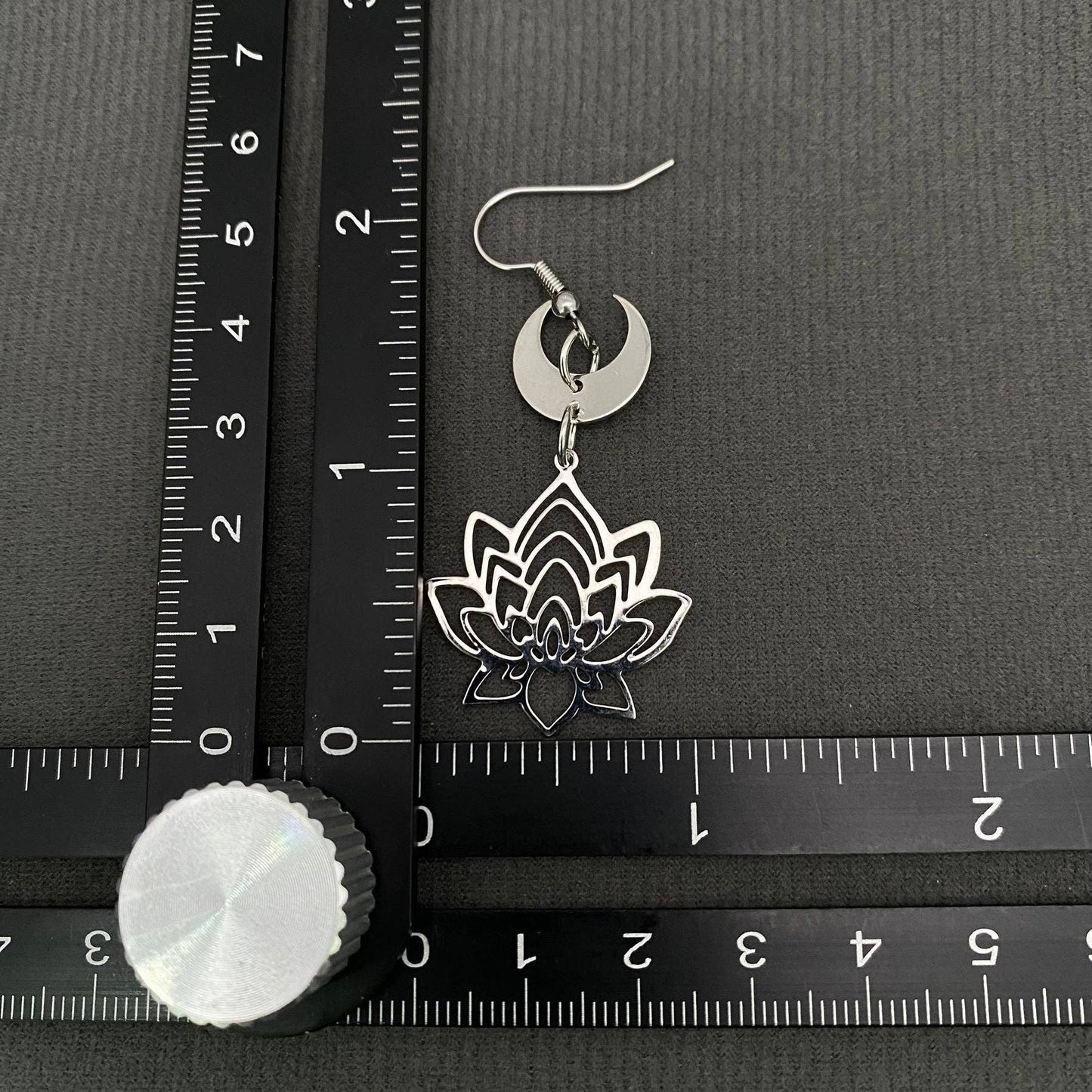 Hollow Lotus Moon Charm Dangle Earrings