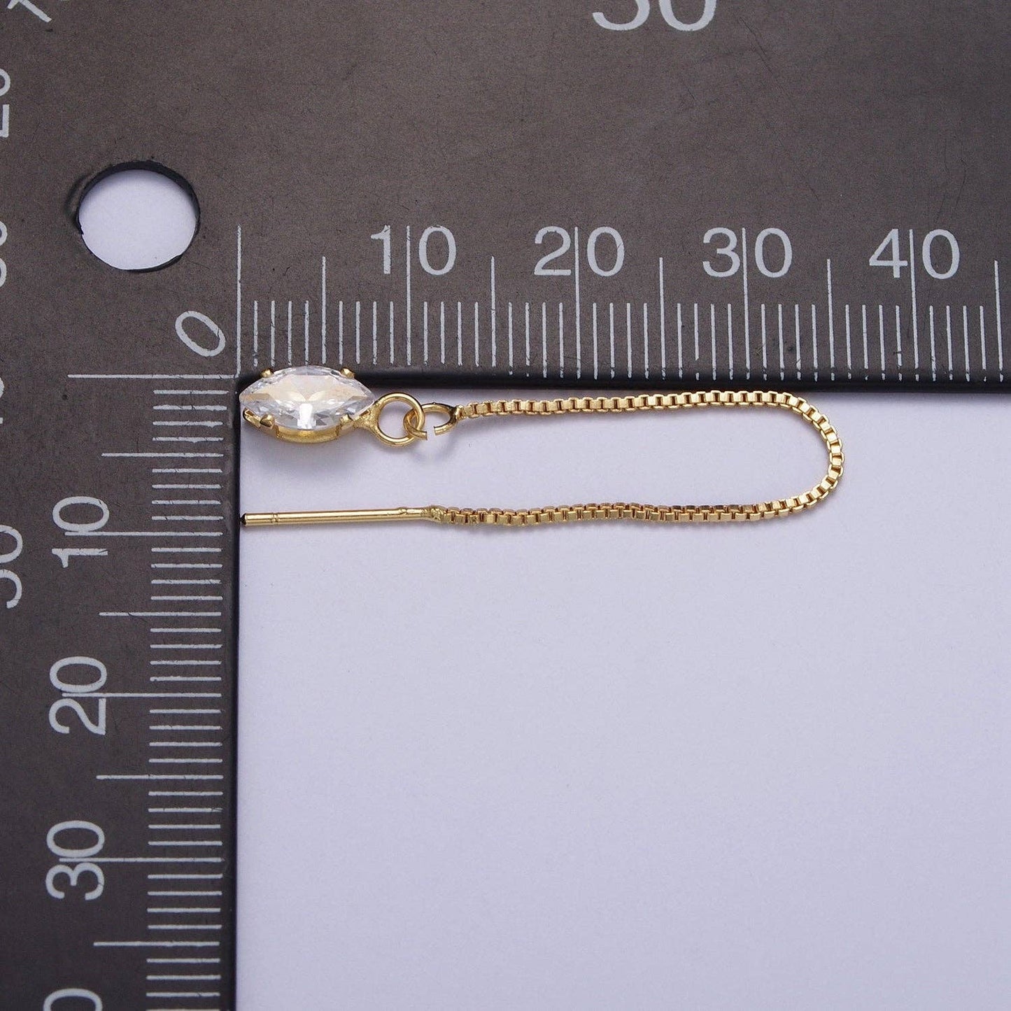 Doorbuster Gold CZ  Chain Threader Earrings