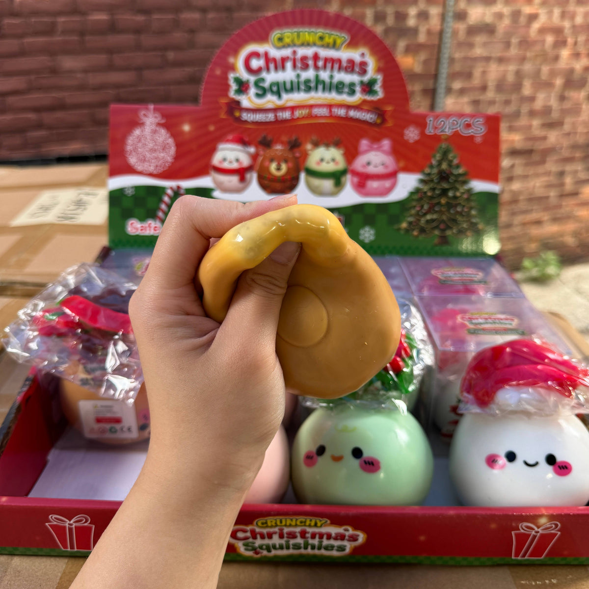 Crunchy Christmas Cartoon SQUISHY Ball w/Accessories