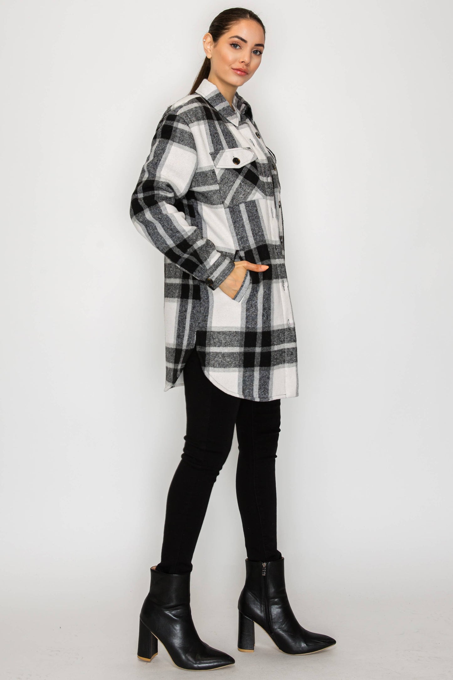 USA Plaid Sherpra Shacket