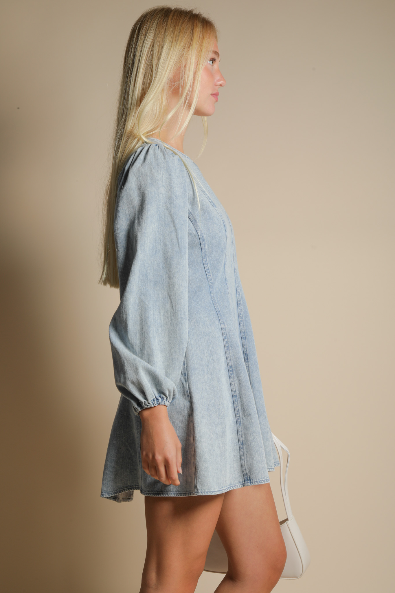 Very J Denim Jean Sleeve Dress