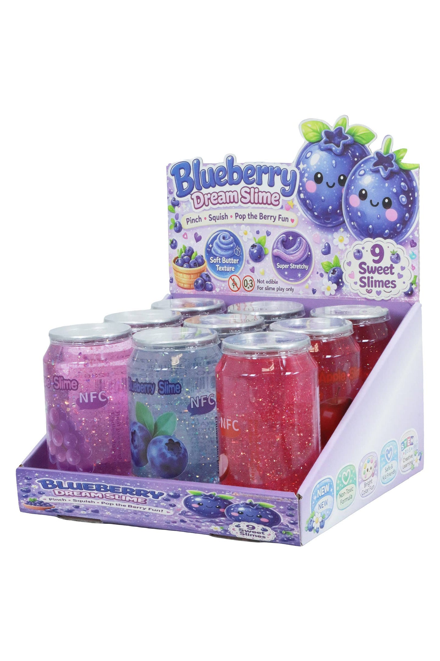 Sparkling Berry Apple Fruit Variety Soda Can Glitter Slime