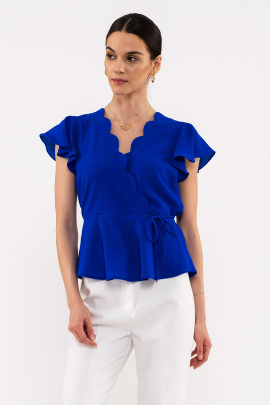 Blue Wrap Top