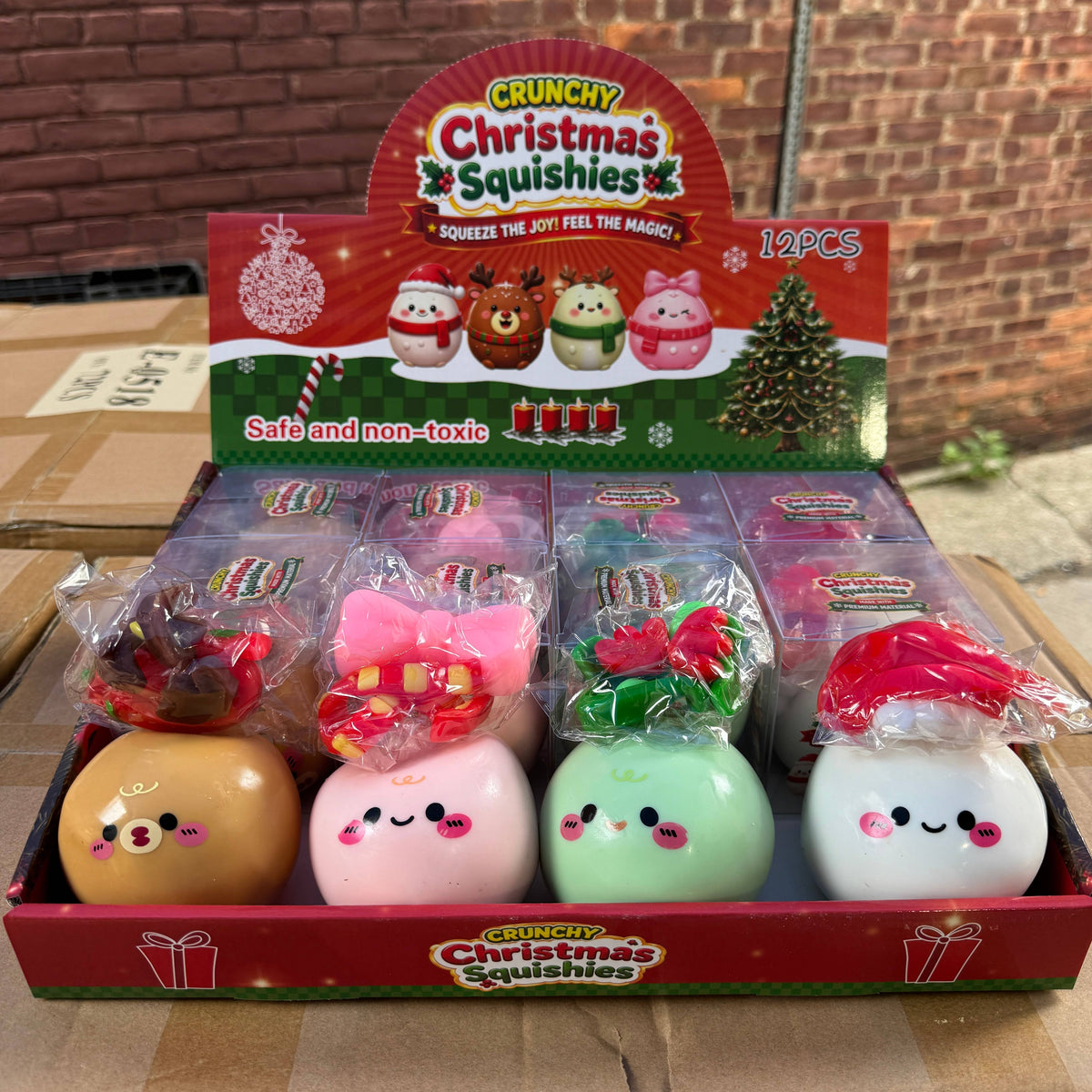 Crunchy Christmas Cartoon SQUISHY Ball w/Accessories