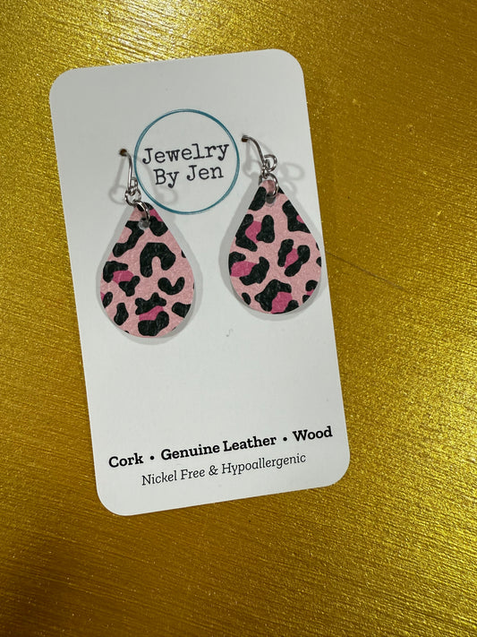 Pink Leopard Earrings