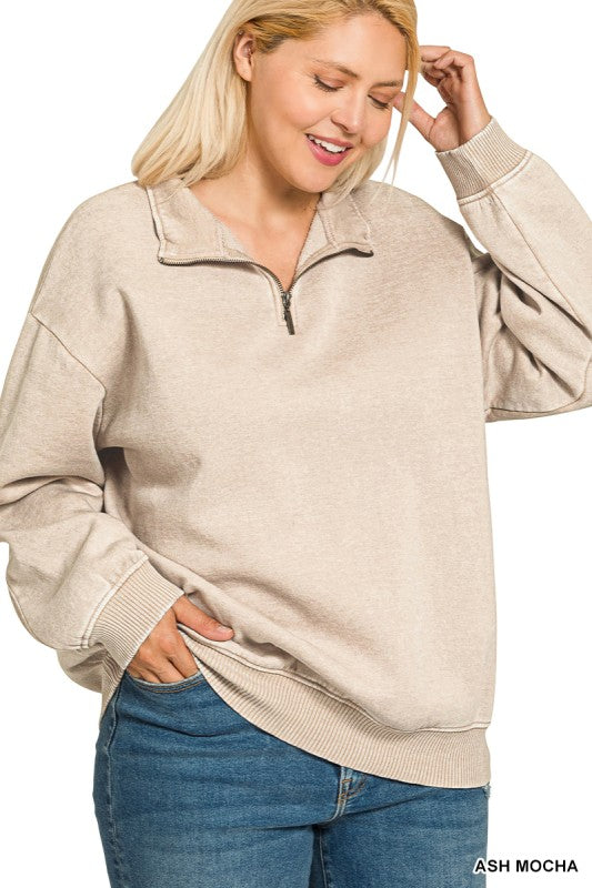 Acid Wash 1/2 Zip Pullover