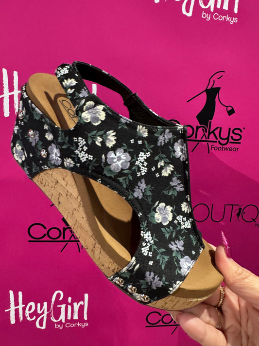 Corky's Black Floral Carley Sandals