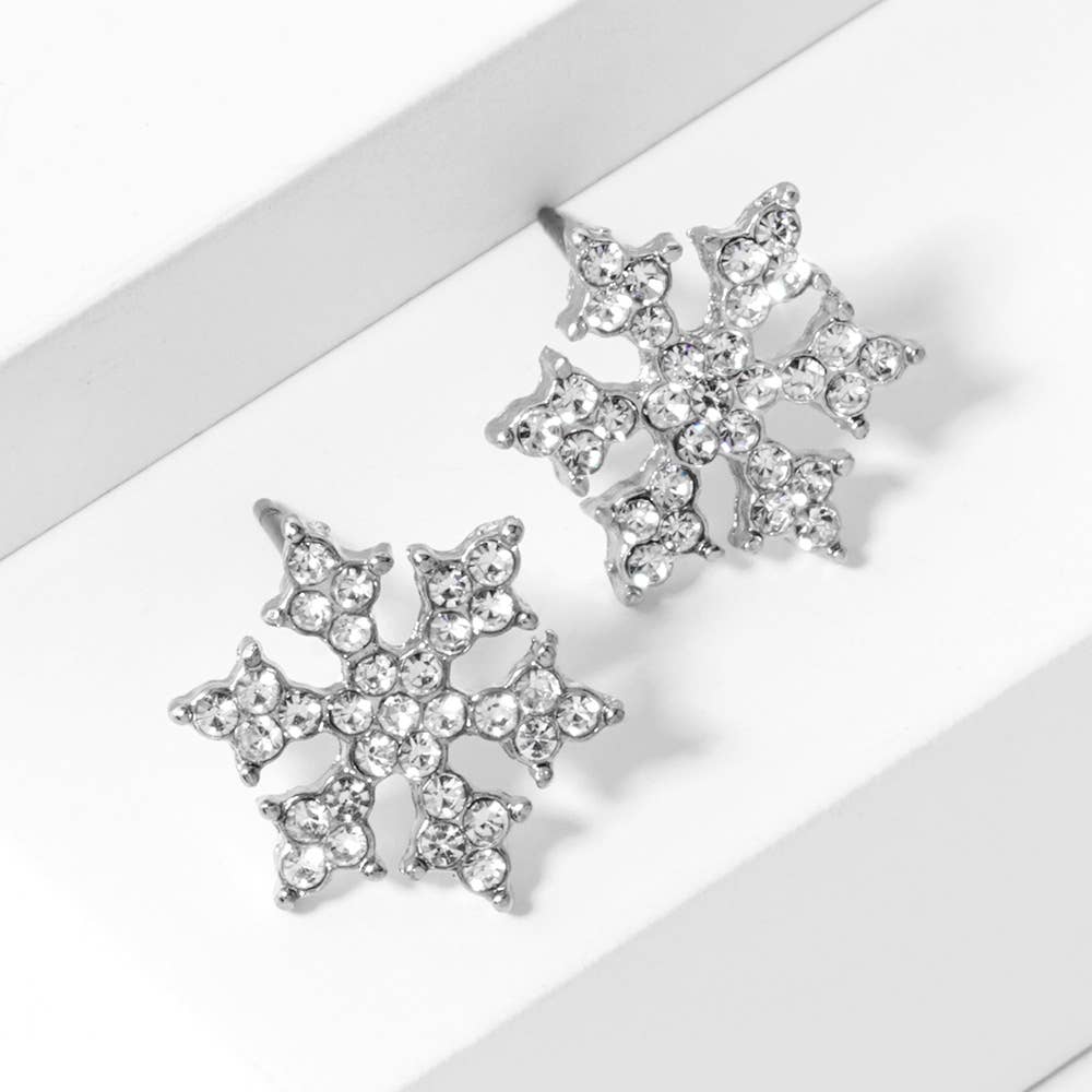 Crystal Paved Snowflake Stud Earrings