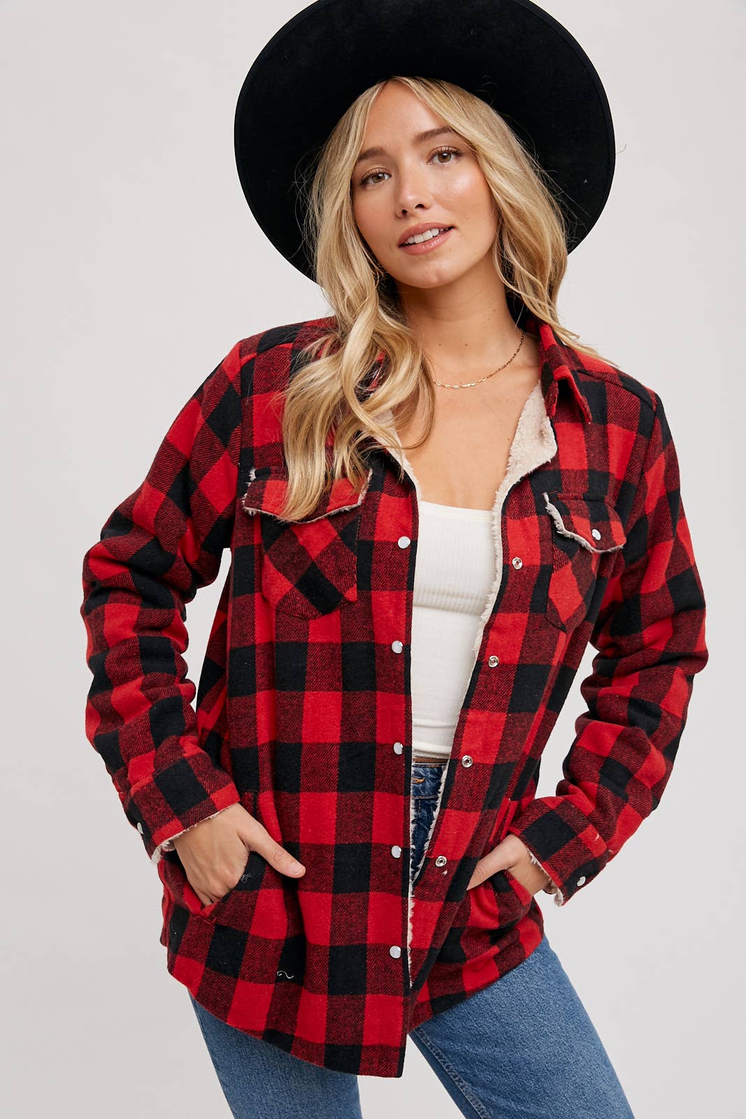 BUFFALO PLAID SHERPA-LINED SHACKET