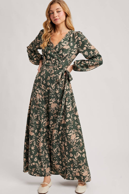 FLORAL WRAP MAXI DRESS