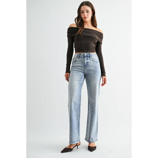 MICA HIGH-RISE WIDE LEG EMBELLISHED