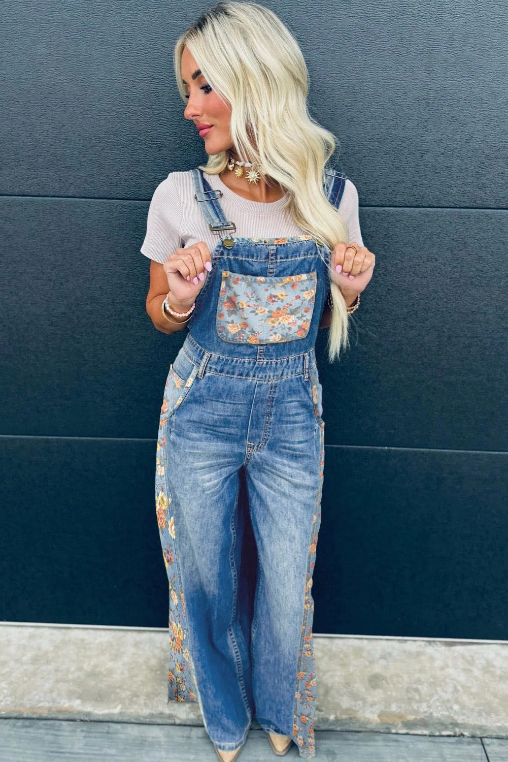 Blush & Blossom Denim Overalls