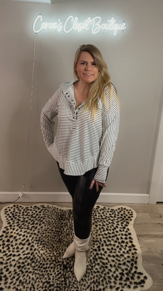 Stripe Top with Thumbholes