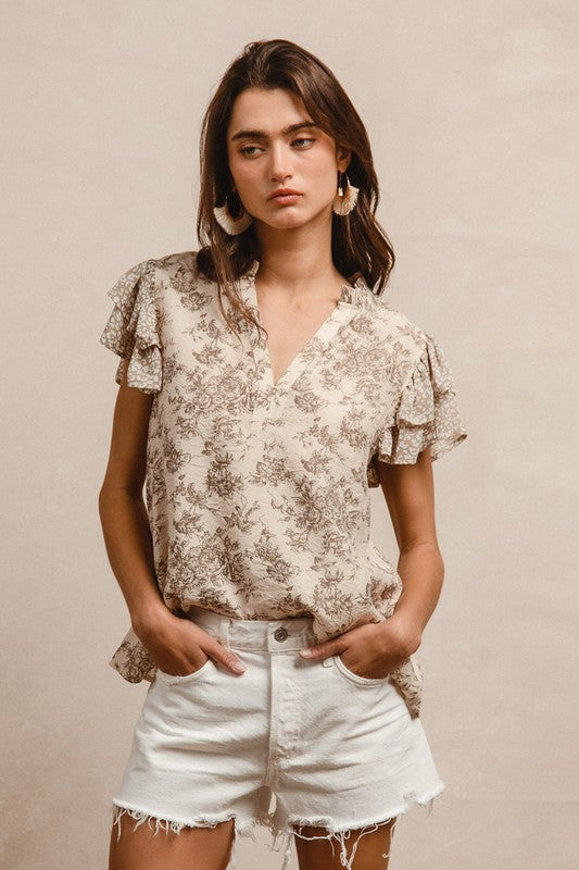 Rhea Ruffle Sleeve Top