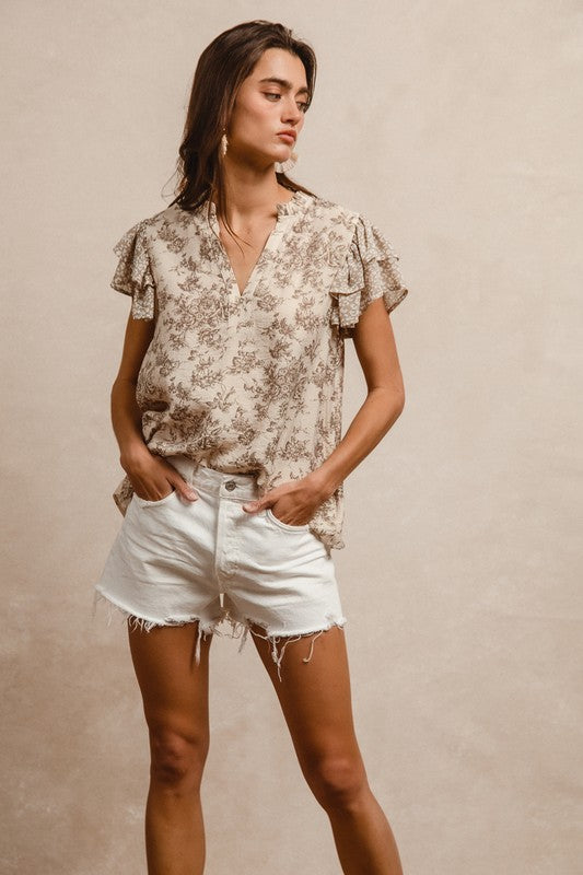 Rhea Ruffle Sleeve Top