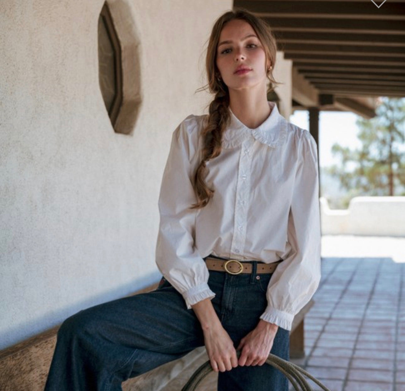 Ruffle Oxford Top