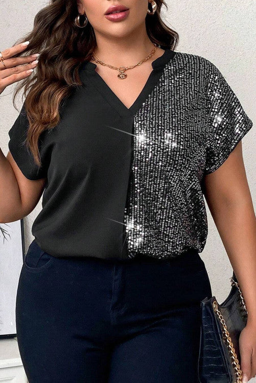 Half Sparkle Half Silk Top