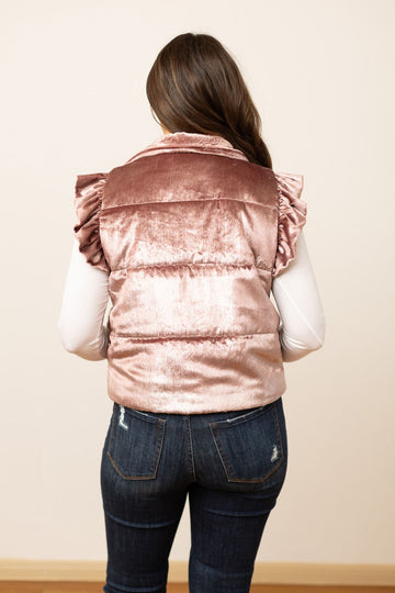 Champagne Shimmer Puffer Vest