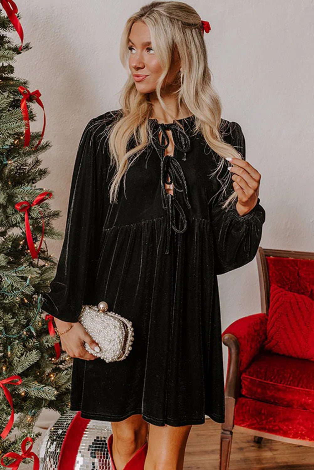 Velvet Bow Christmas Dress