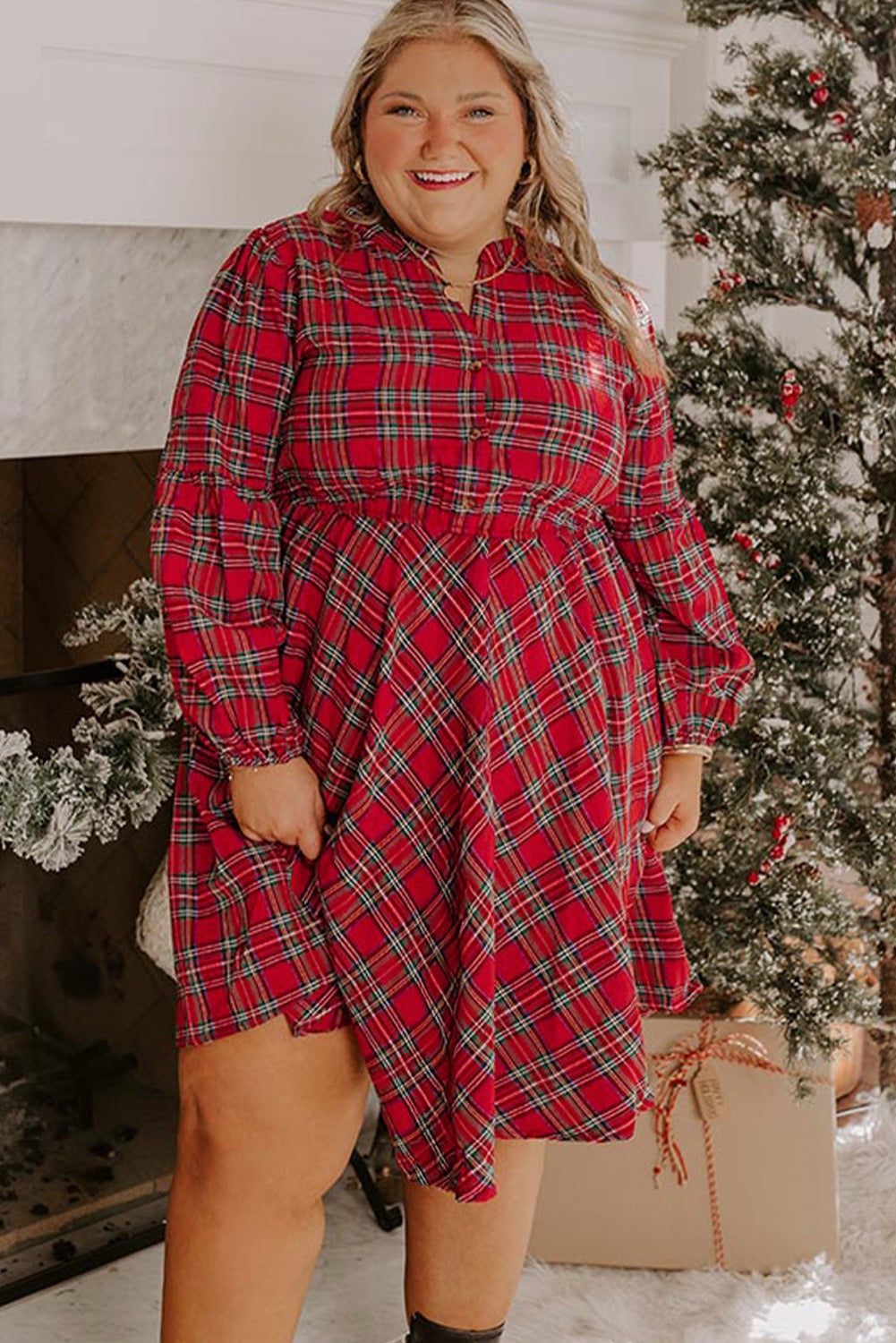 Flannel Curvy Christmas Dress