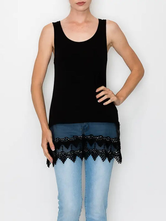 Origami Tank with Lace Hem