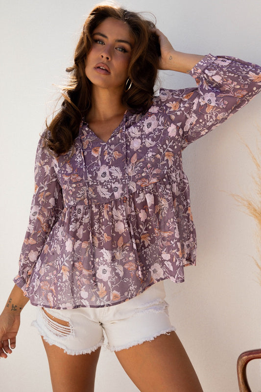 Boho Floral Babydoll Top