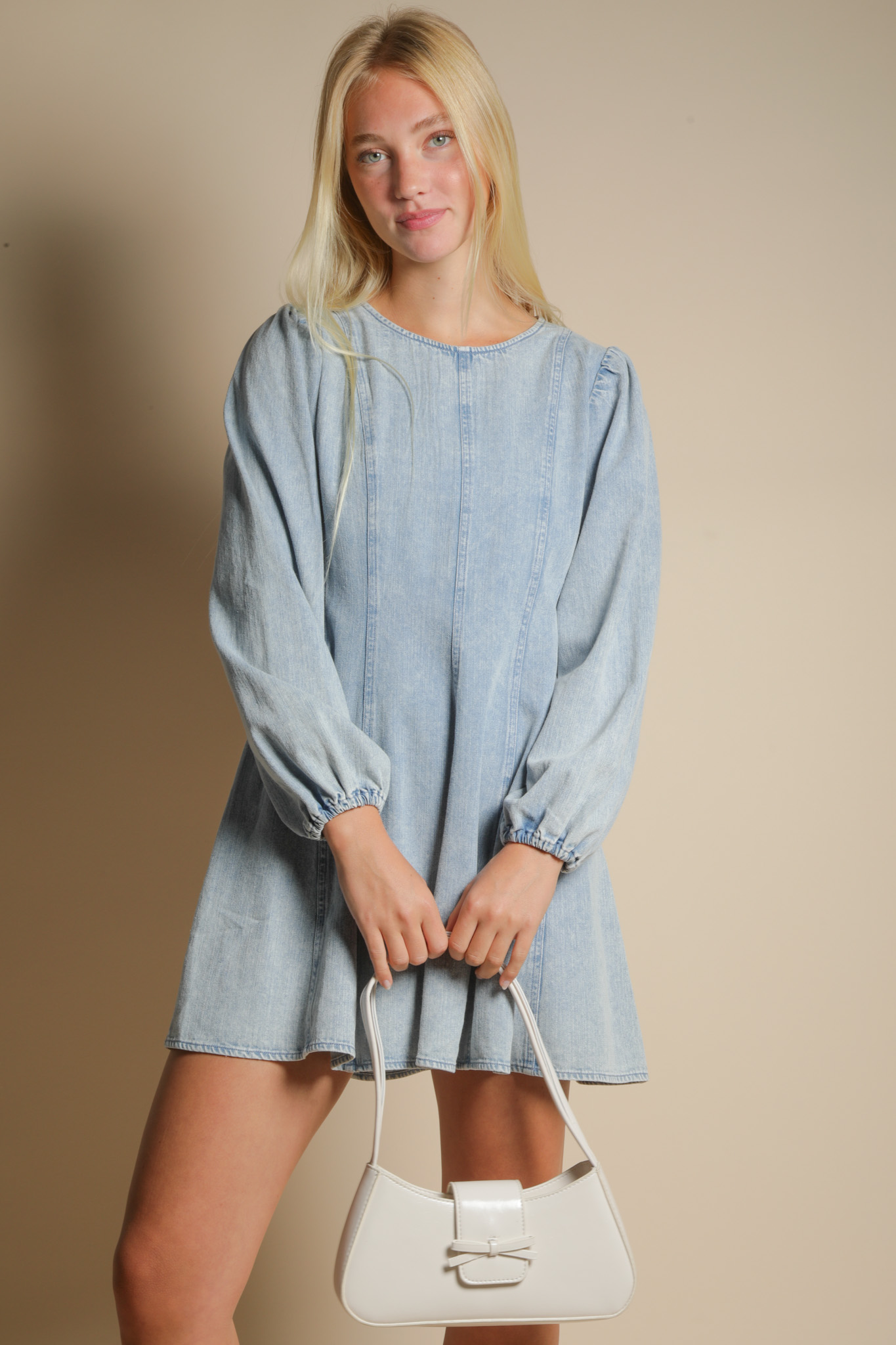 Very J Denim Jean Sleeve Dress