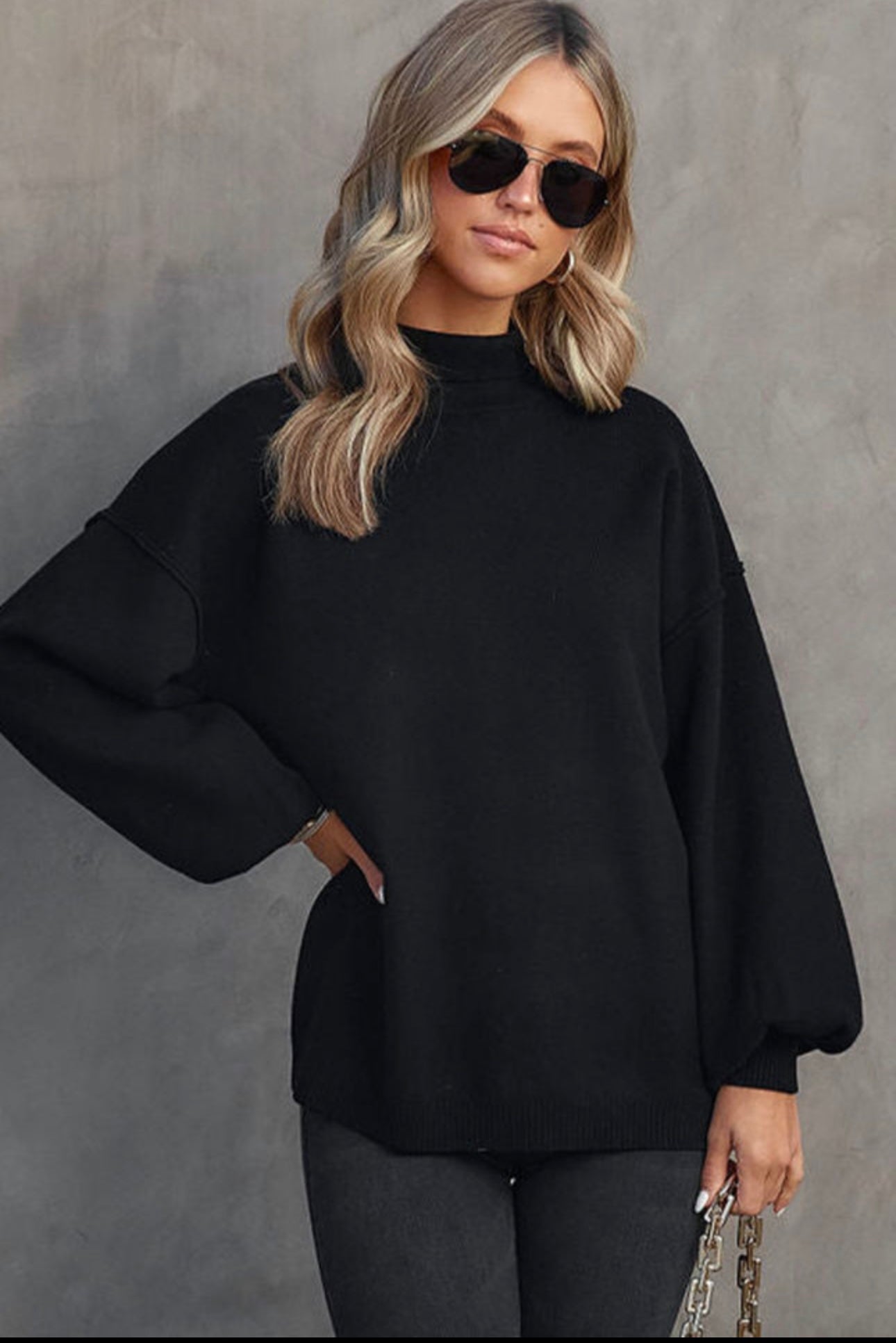 Black mock Neck Top