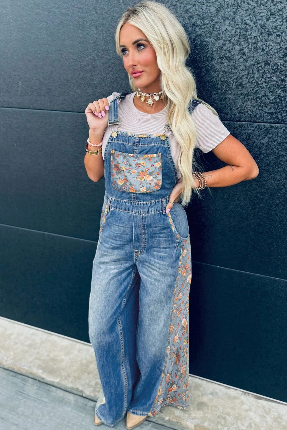Blush & Blossom Denim Overalls