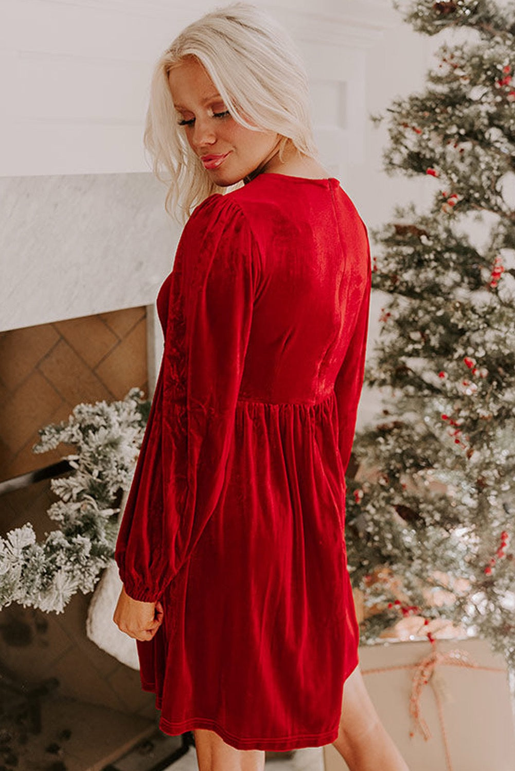 Rhinestone Velvet Christmas Dress