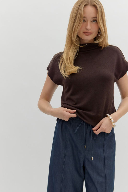 Entro Chocolate Cowl Neck Top