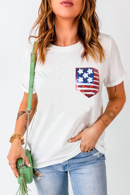 Flag Patch Sequin tee