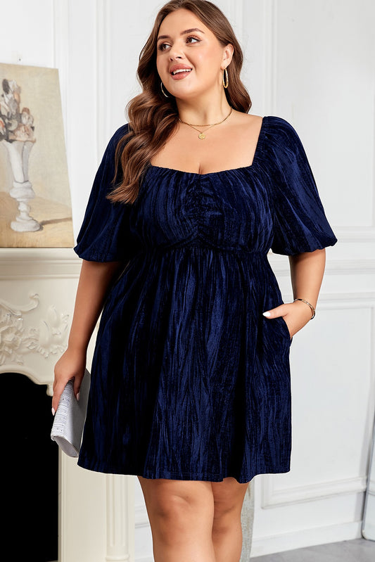 Blue Christmas Curvy Velvet Dress