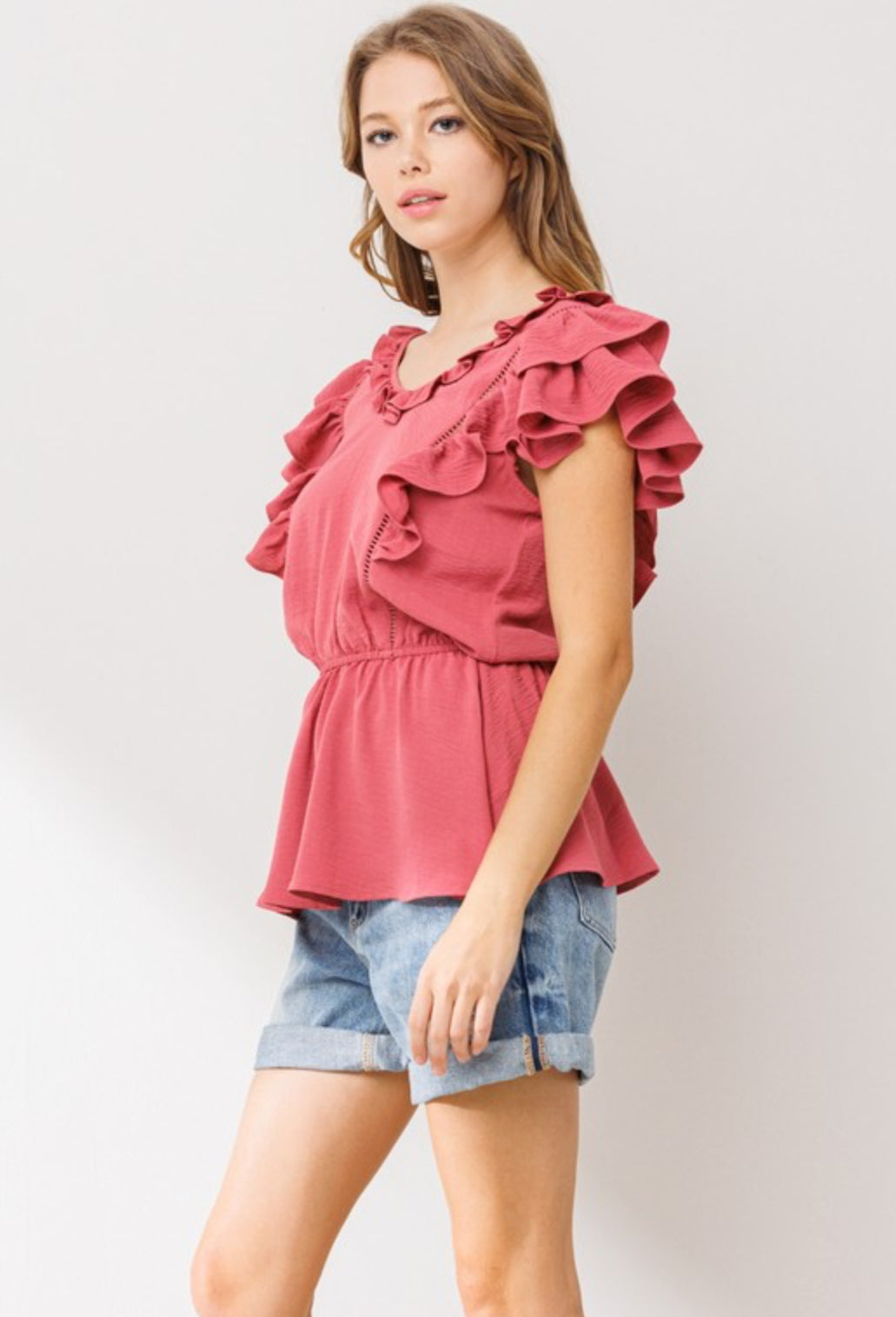 Ruffle Sleeveless Woven Top