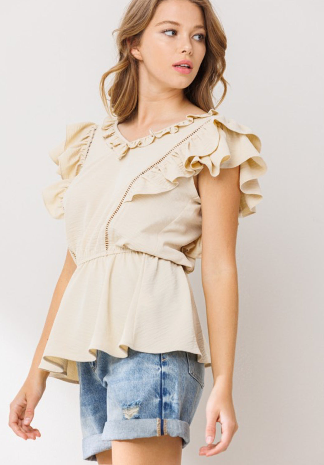 Ruffle Sleeveless Woven Top