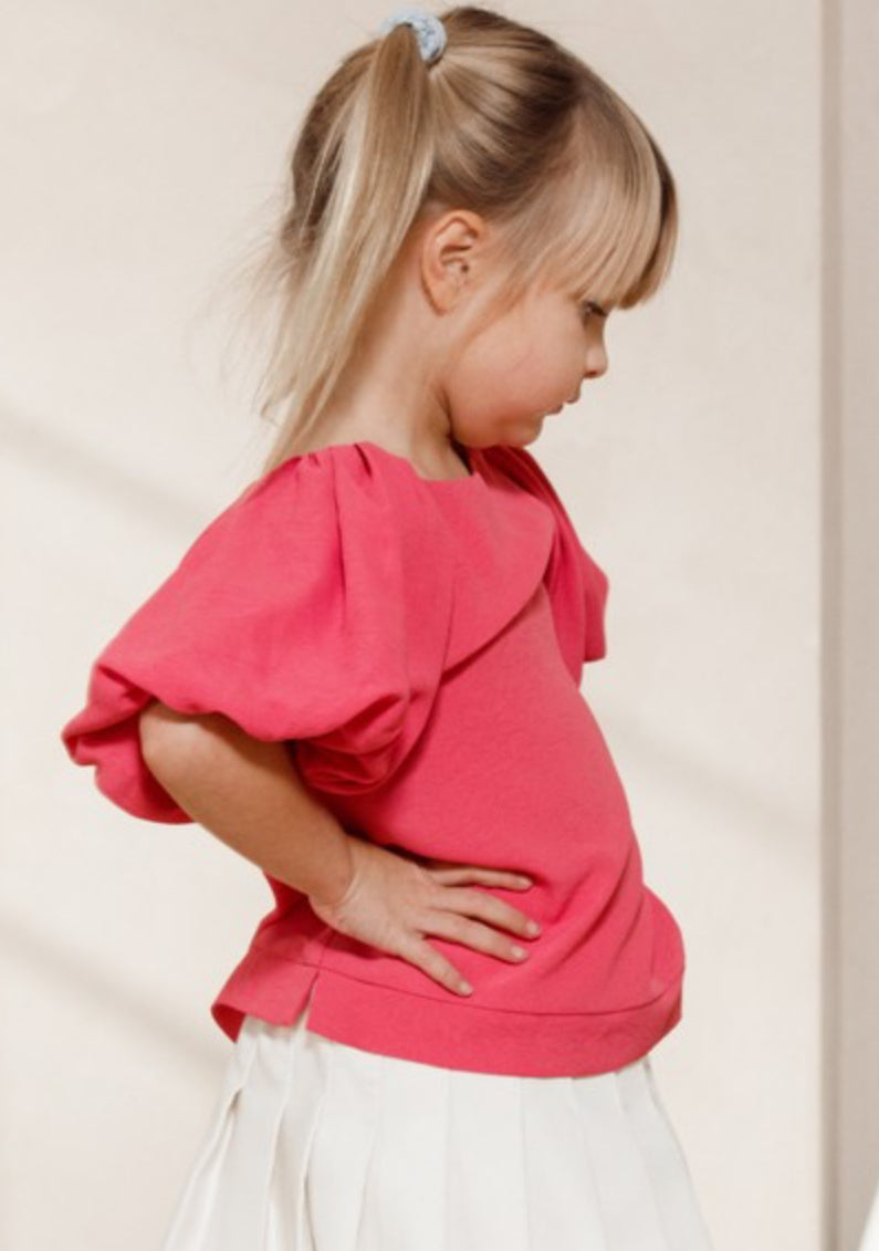 Youth Oddi Pink Bubble Sleeve Top